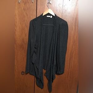 QVC LOGO Lori Goldstein Size XL Topper Duster Open Face Black Cardigan